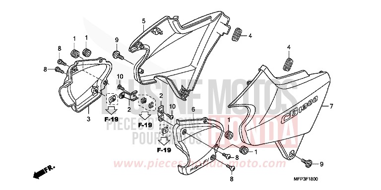 SEITENABDECKUNG von CB1300 Super Bold'or ABS DARKNESS BLACK METALLIC (NH463BF) von 2008